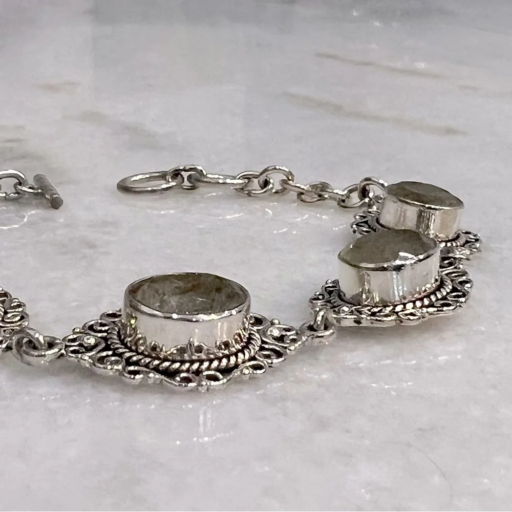 Golden Rutilated Quartz Sterling Silver Toggle Clasp Bracelet - Picture 8 of 10